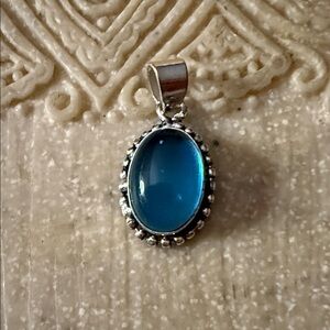 New Blue Topaz Pendant with Sterling Silver 1.25”